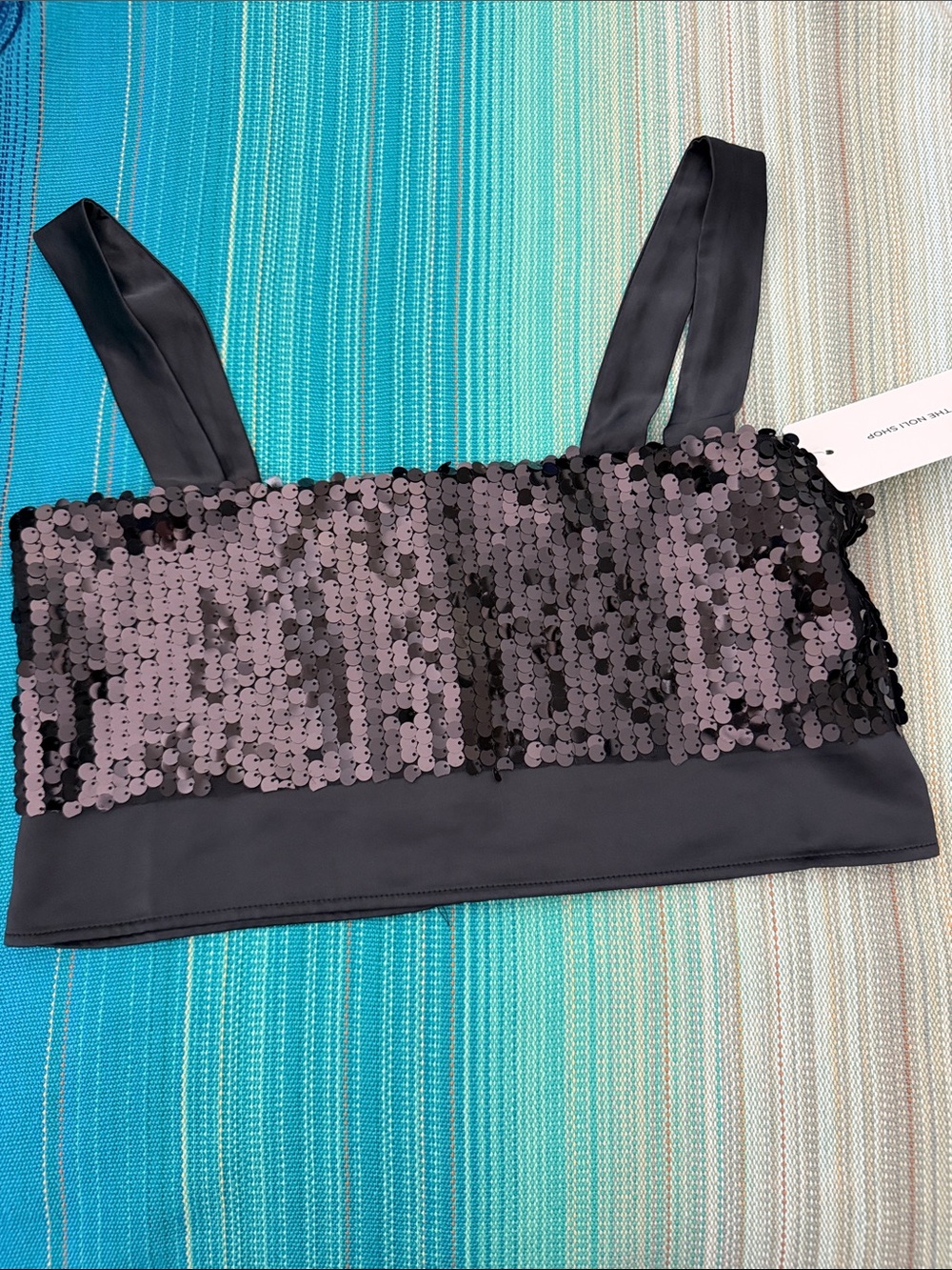 Noli Zoey Black Sequin Crop Top